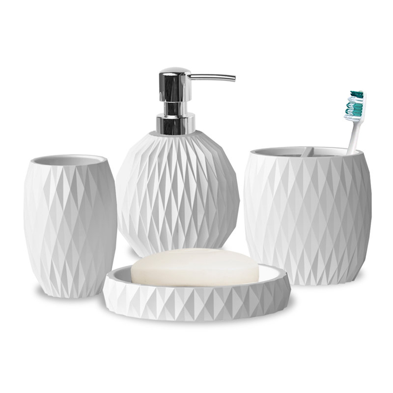 Corrigan Studio® White Resin Bath Accessory Set For Vanity Countertops